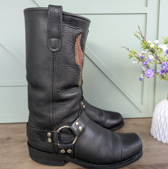 Harley-Davidson Black Leather Boots with Eagle Design main image 12